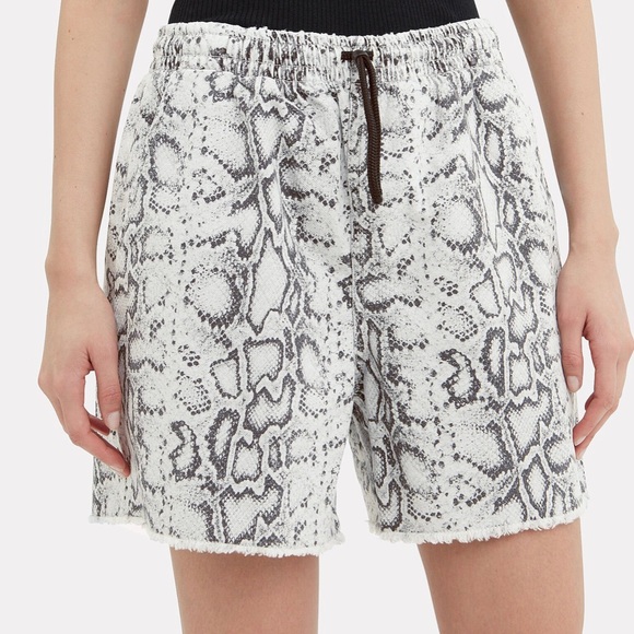 ALEXANDER WANG Denim Python Print Jogger Shorts - Picture 3 of 15